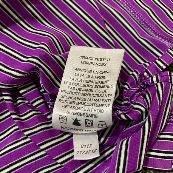 Footjoy Golf Polo Shirt Mens XL Purple White Striped Short Sleeve Lightweight - Picture 6 of 7